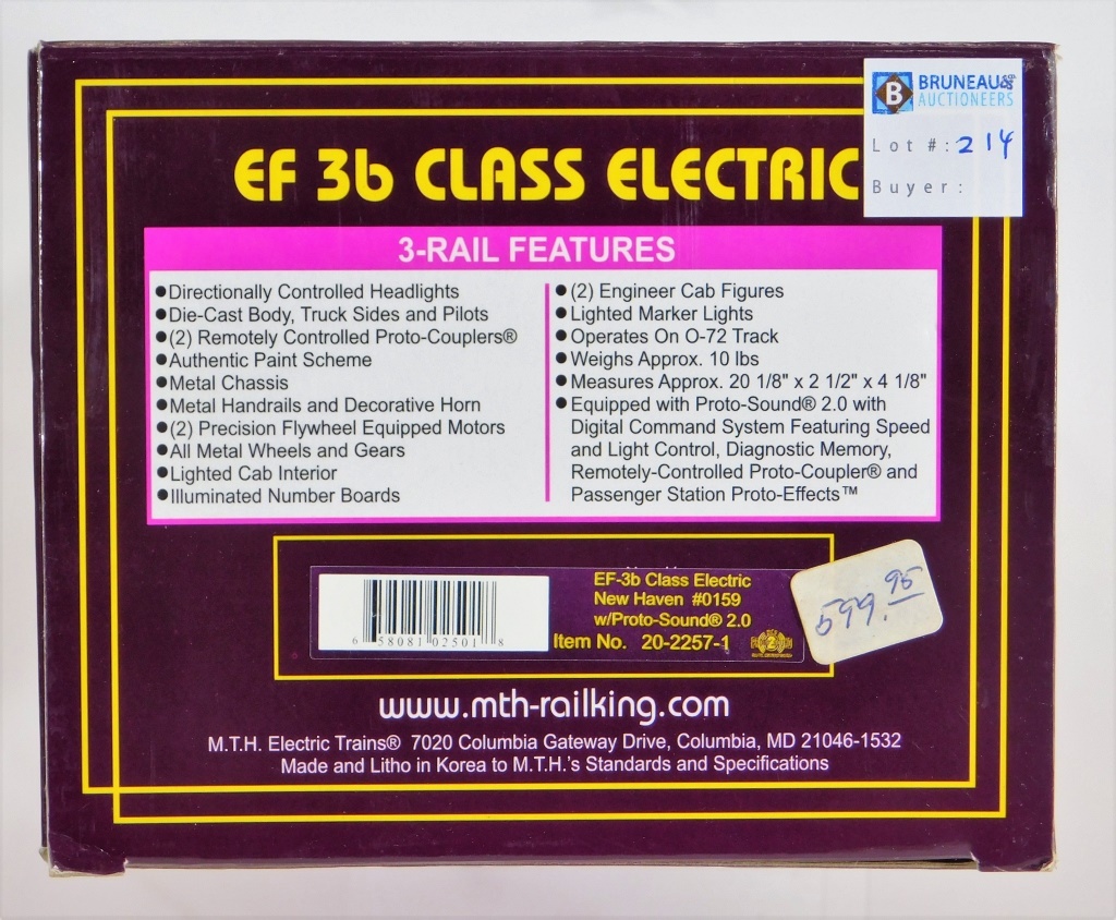 Appraisal: MTH NEW HAVEN EF B CLASS ELECTRIC O GAUGE TRAIN