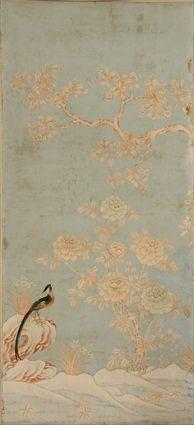 Appraisal: SET OF SIX CHINESE PAINTED PAPER WALLPAPER PANELS Variously painted