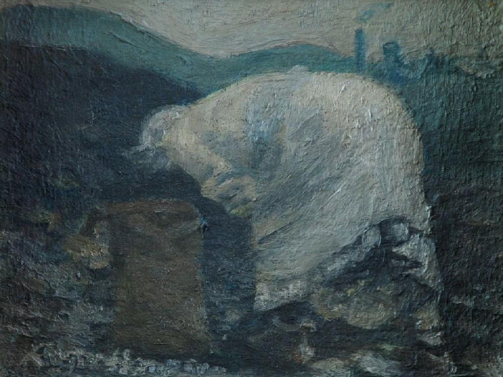 Appraisal: ROGER HAMPSON - OIL ON BOARD 'The Coal picker' signed