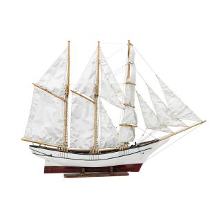 Appraisal: MODEL SAILBOAT Three-masted with cloth sales and fitted base With