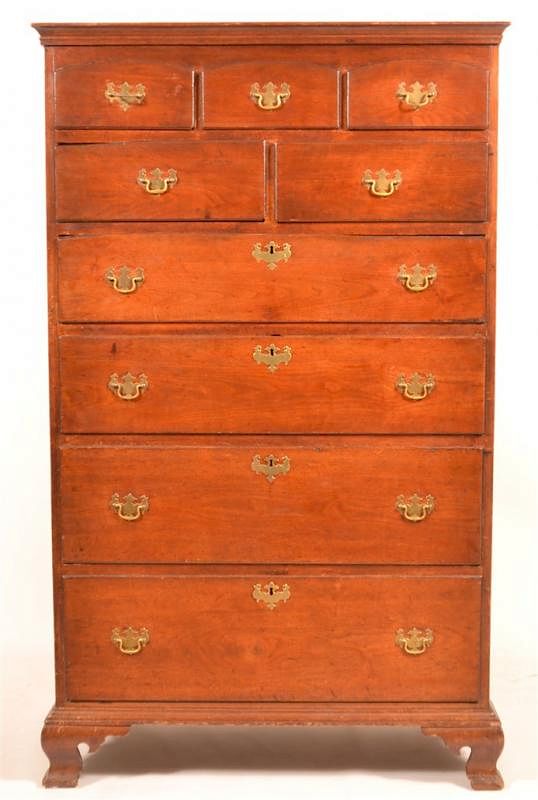 Appraisal: Chester Co PA Chippendale Walnut Tall Chest Chester County Pennsylvania