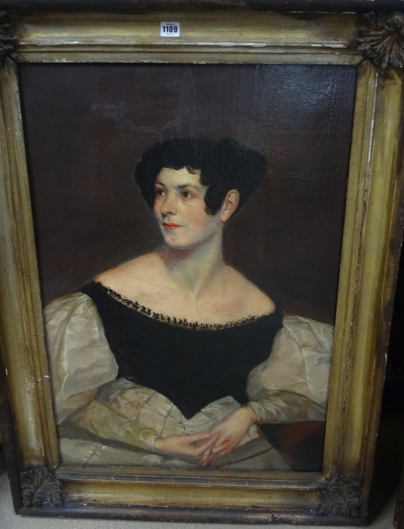 Appraisal: English School th century Portrait of a lady oil on