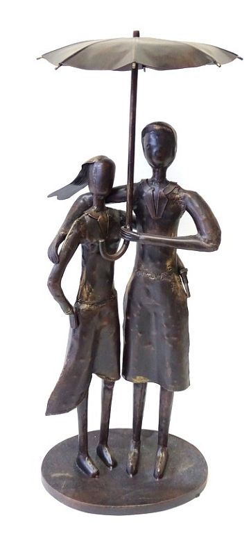 Appraisal: Mixed Media umbrella Couple Sculpture Mixed Media umbrella Couple Sculpture