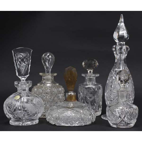 Appraisal: Group of Six Cut Glass Art Deco Dresser Bottles x