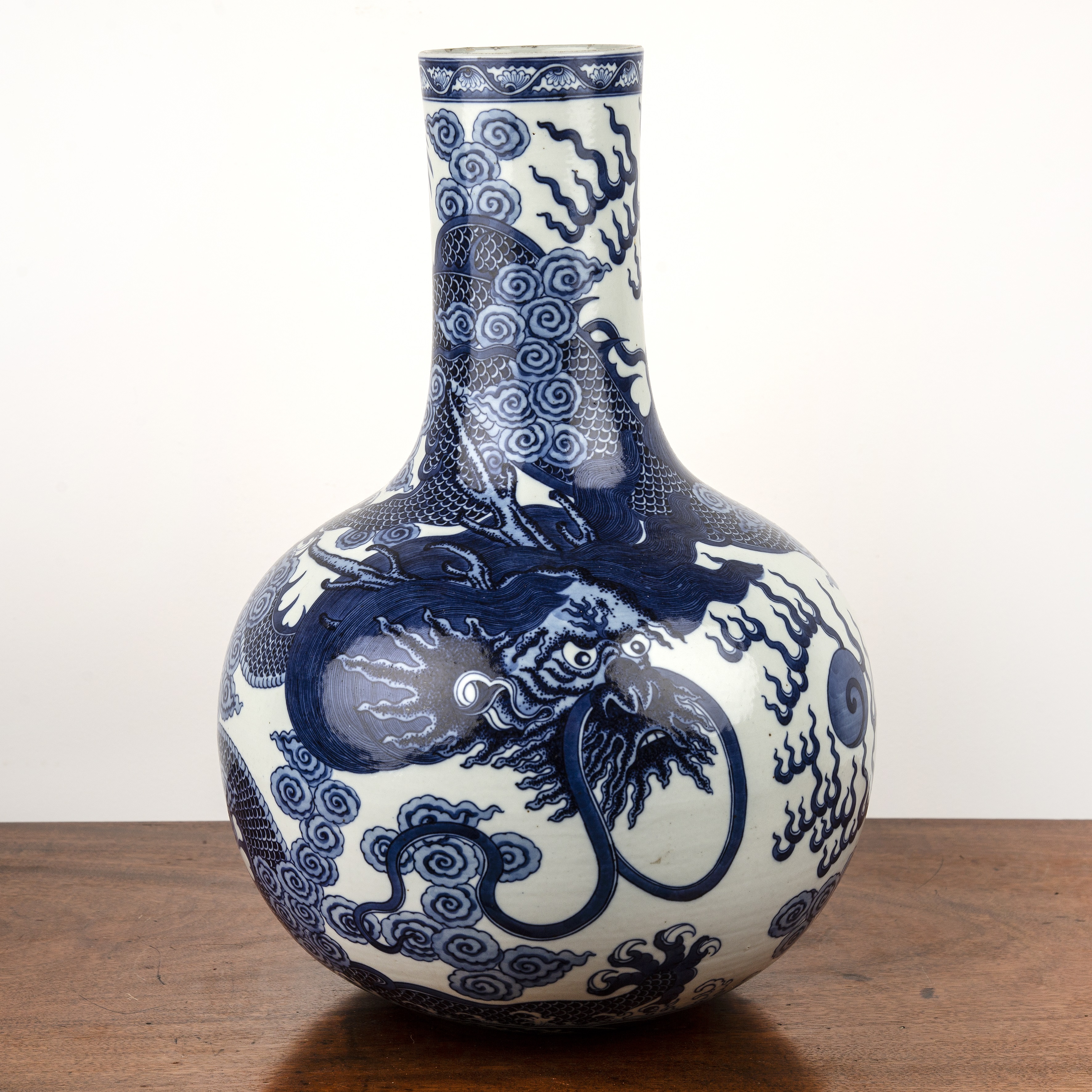 Appraisal: Large blue and white bottle vaseChinese decorated to the body