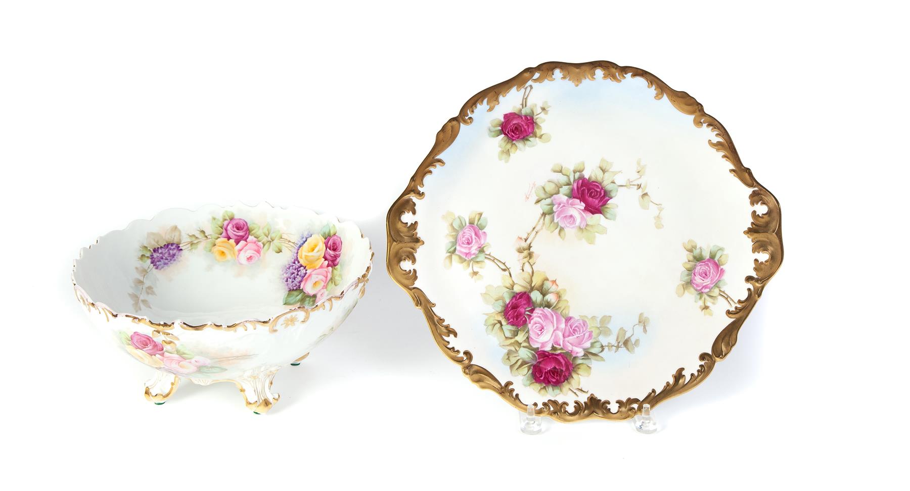 Appraisal: TWO PIECES OF FACTORY DECORATED T AND V LIMOGES France