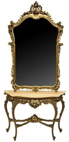 Appraisal: French Louis XV style giltwood console table and mirror th