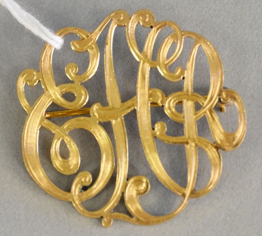 Appraisal: K gold initial pin with script initials ERH total weigh