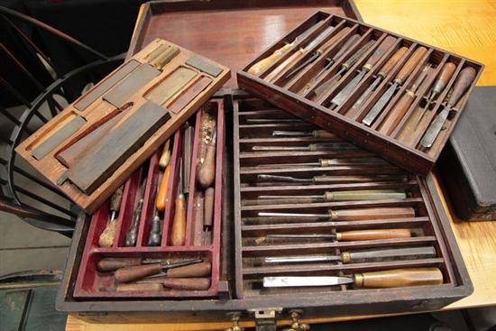 Appraisal: SET OF WOOD CARVING TOOLS Wonderful large set of assorted