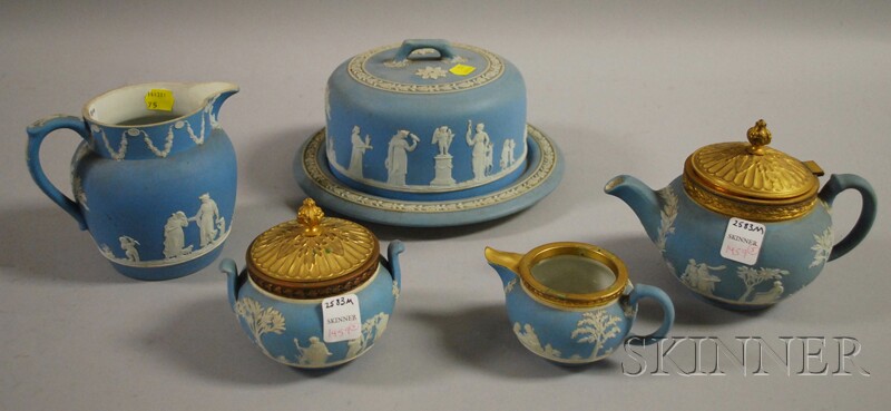 Appraisal: Five Pieces of Wedgwood Light Blue Jasper Dip Tableware a