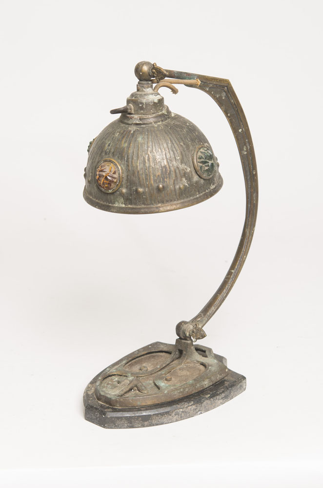 Appraisal: ART NOUVEAU GILT-METAL TABLE LAMP x x in Estimate -