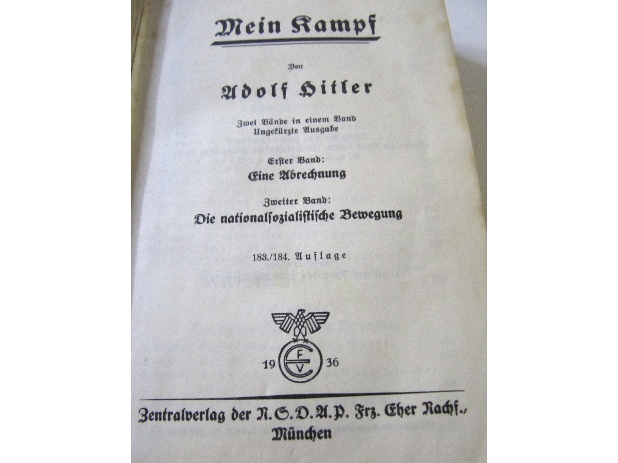 Appraisal: A copy of Mein Kampf