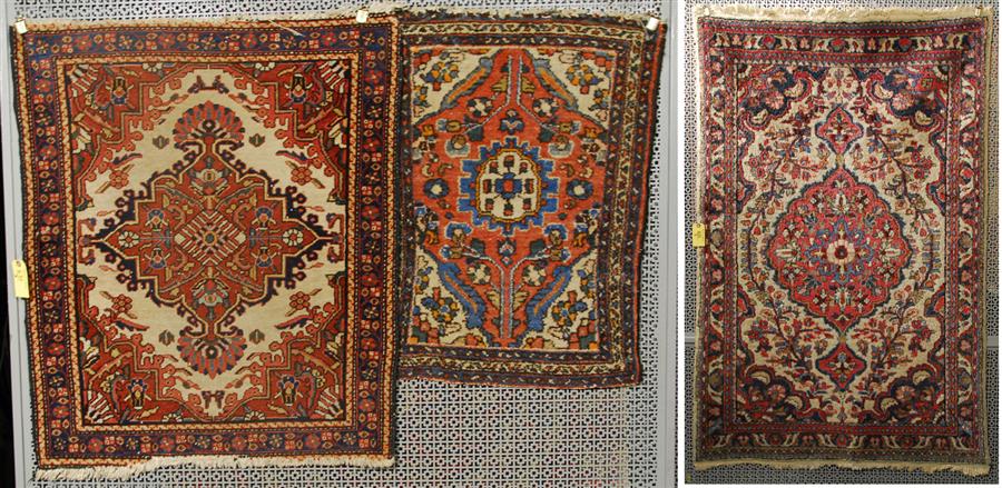 Appraisal: THREE HAMADAN RUGS Persia circa feet inches x feet inches