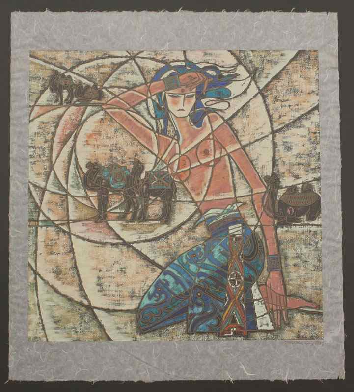 Appraisal: TING SHAO KUANG Chinese - Egyptian Motif Scene Serigraph ''