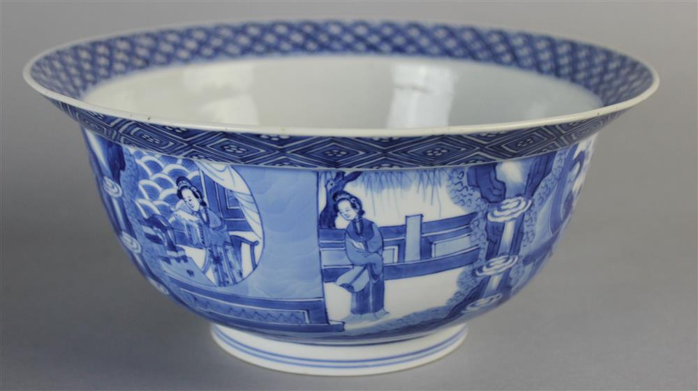 Appraisal: CHINESE BLUE AND WHITE BOWL SIX CHARACTER KANGXI MARK the