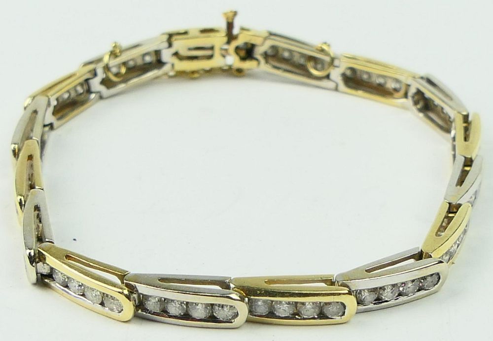 Appraisal: ESTATE KT Y GOLD DIAMOND LADIES BRACELET From a Palm