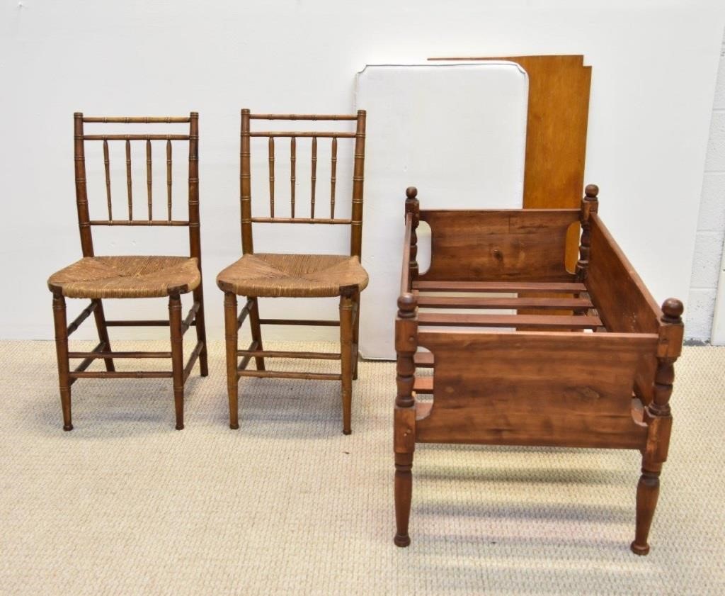 Appraisal: Pair of Sheraton fancy chairs circa together with a crib