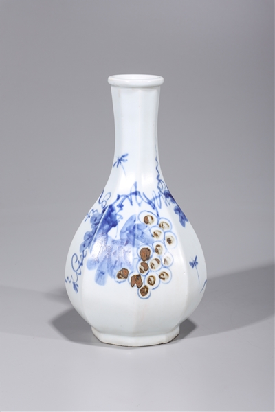 Appraisal: Korean underglazed blue red and white faceted porcelain vase with