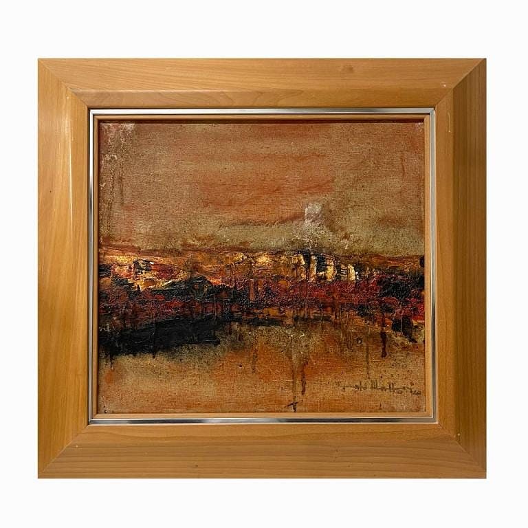 Appraisal: 's Expressionist Landscape Oil Painting Artist Unknown Signed Oil on