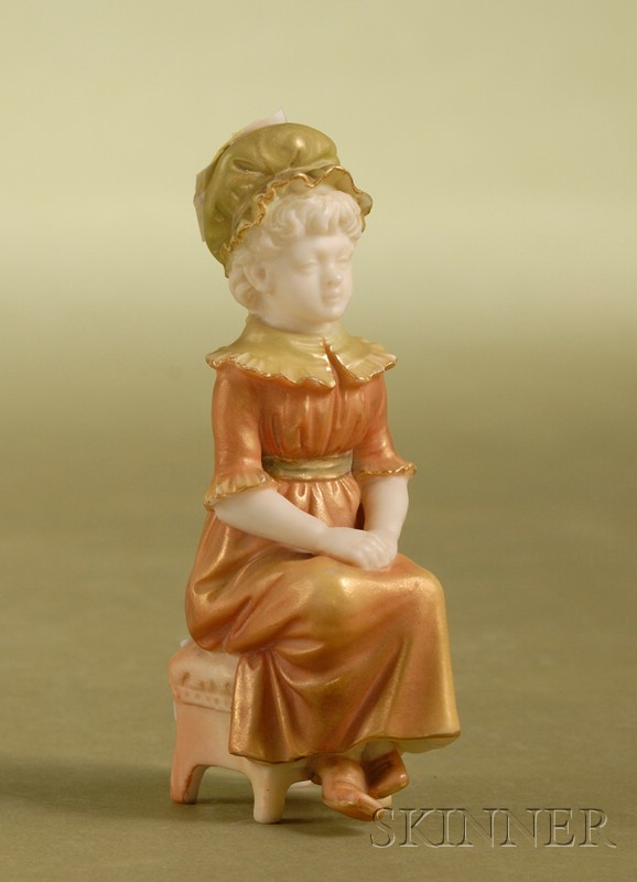 Appraisal: Royal Worcester Porcelain Figure of a Seated Girl England c