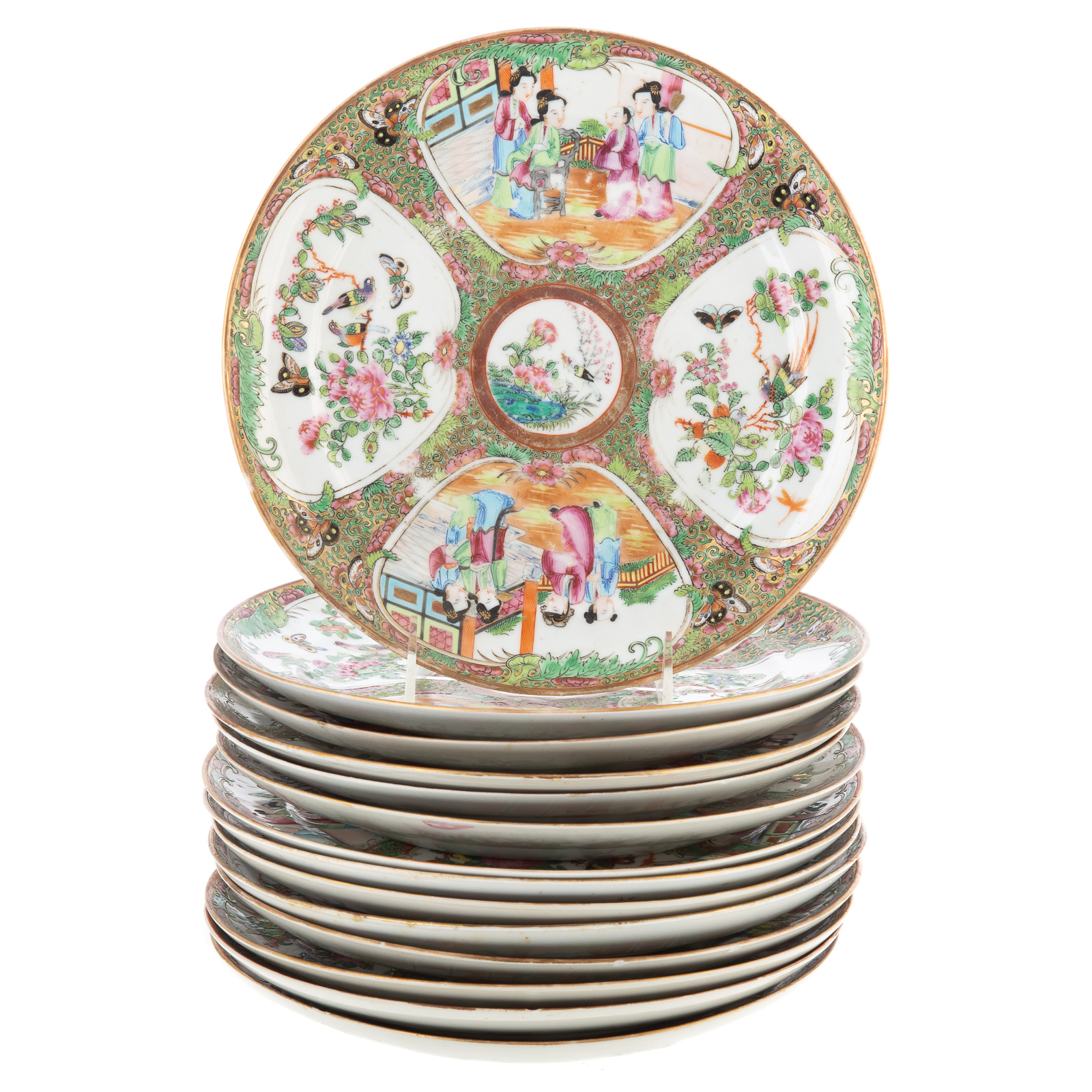 Appraisal: ROSE MEDALLION DINNER PLATES Tongzhi Era circa - in Diam