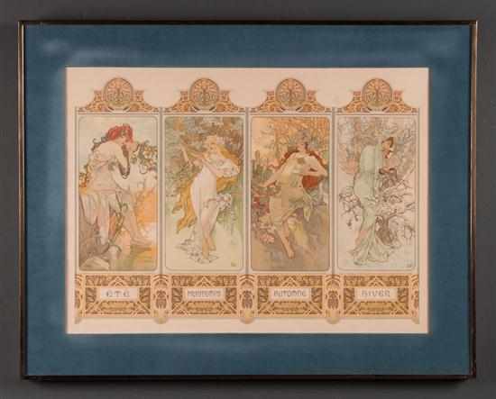 Appraisal: Alphonse Mucha Czechoslovakian - Four Seasons color lithograph x in