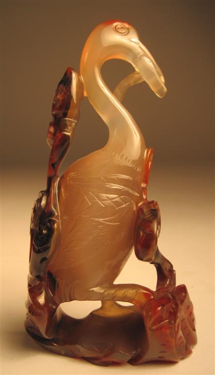 Appraisal: Chinese carved agate crane th th century