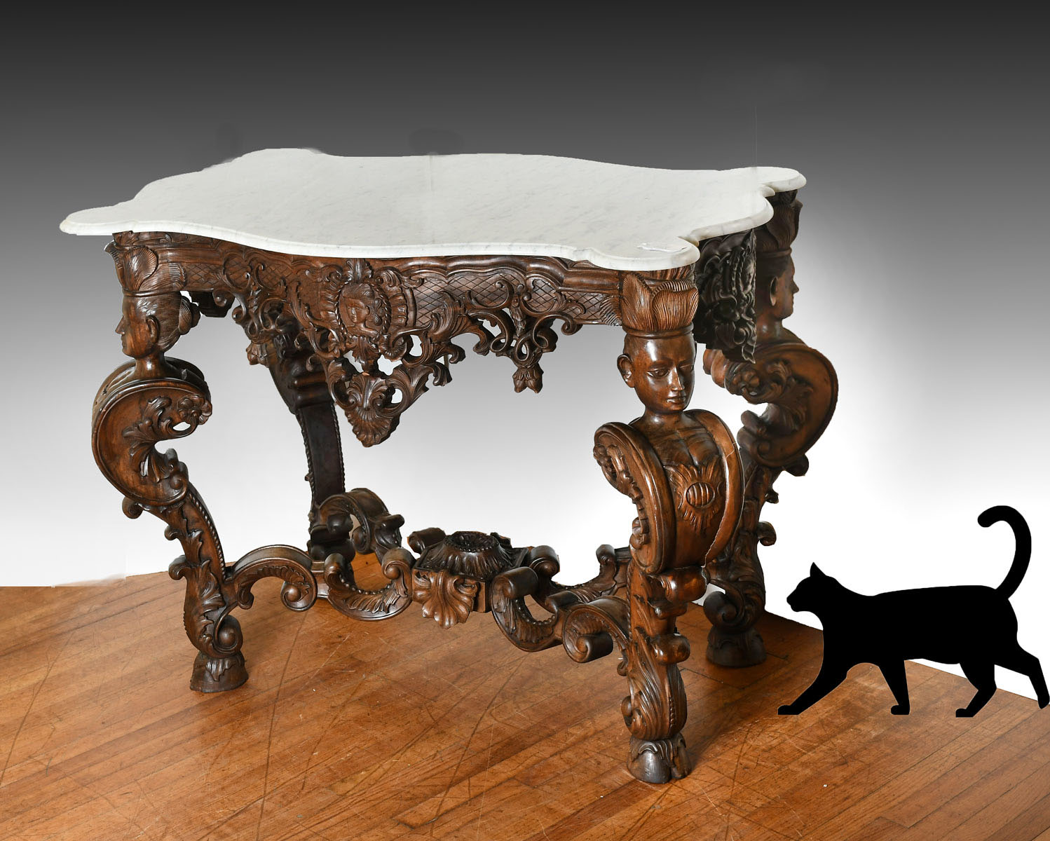 Appraisal: LARGE CARVED MARBLE TOP TABLE Massive turtle back marble top