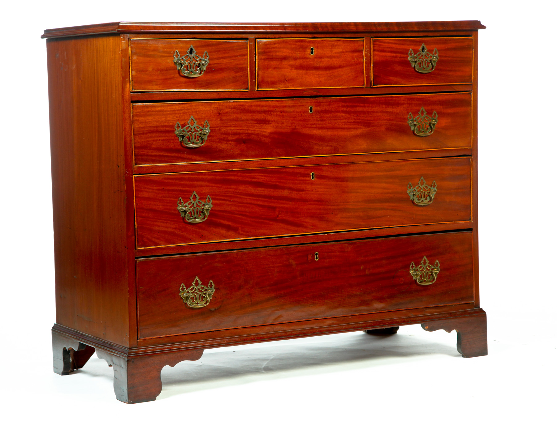 Appraisal: CHIPPENDALE CHEST English Ca Mahogany and Yew secondary Applied molding