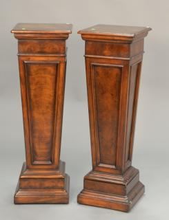 Appraisal: Pair of Contemporary wood pedestals ht in top x Pair