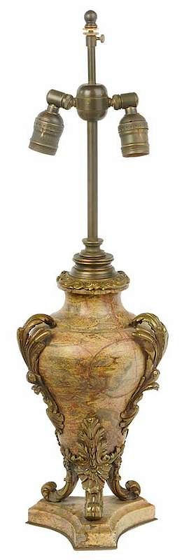 Appraisal: Louis XV Style Gilt Bronze Mounted Marble Lamp Continental th