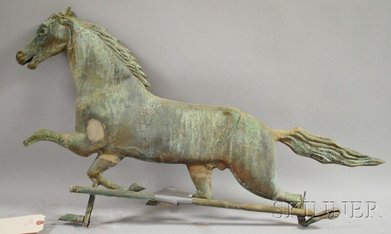 Appraisal: Patinated Molded Copper Running Horse Weather Vane losses imperfections figure