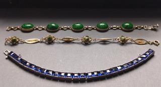 Appraisal: Sapphire bangle bracelet with twenty-four stones set in linked silver