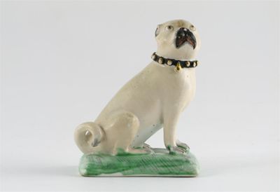 Appraisal: A Derby model of a pug dog seated with head