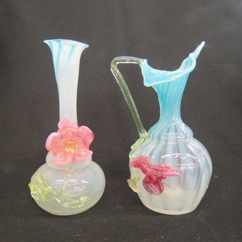 Appraisal: pcs Stevens Williams Art Glass applied flowers on opalescent body