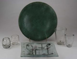 Appraisal: Group Of Mid Century Glass And Studio Pottery Including Roseville