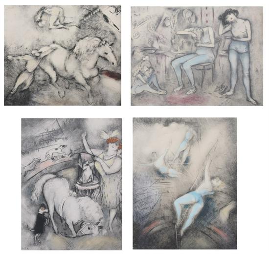 Appraisal: MARCEL VERT S French - CIRCUS SERIES FOUR WORKS each