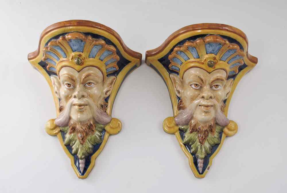 Appraisal: PAIR GINORI FIGURAL WALL SCONCES Marked ''Ginori'' - '' ''h