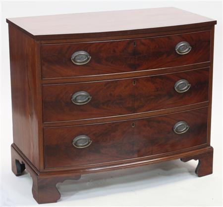 Appraisal: A th century mahogany bow front chest the crossbanded top