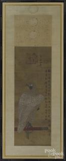 Appraisal: Chinese watercolor scroll of a hawk '' x ''