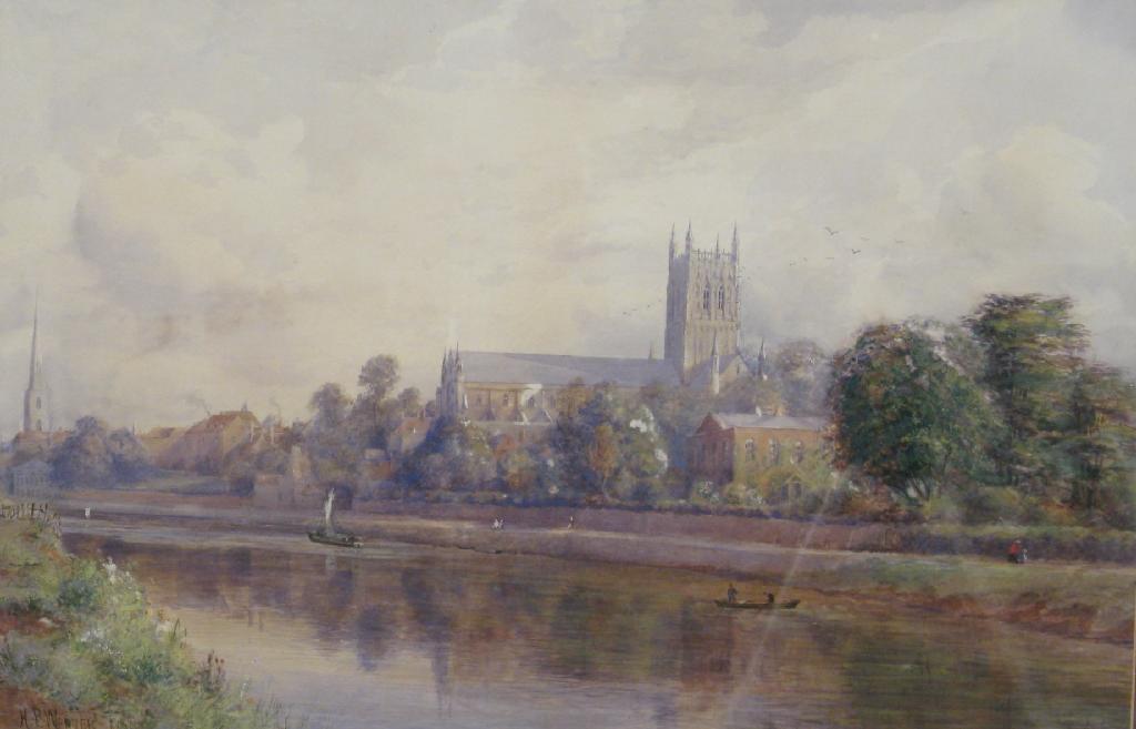 Appraisal: HERBERT PARSONS WEAVER Worcester Cathedral from the River Severn signed