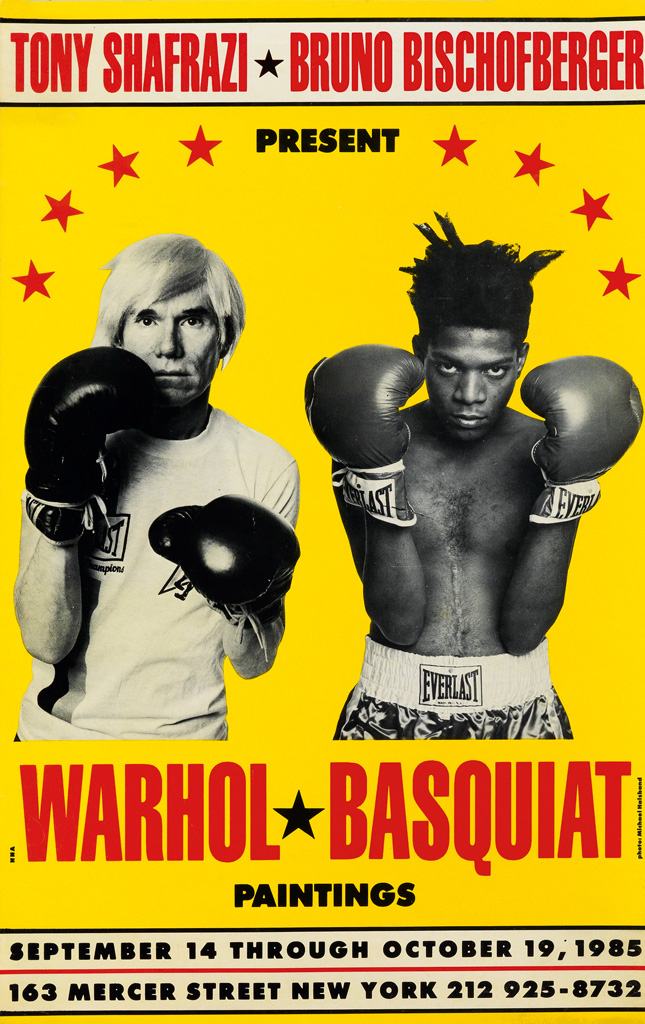 Appraisal: PHOTO BY MICHAEL HALSBAND - BASQUIAT WARHOL PAINTINGS x inches