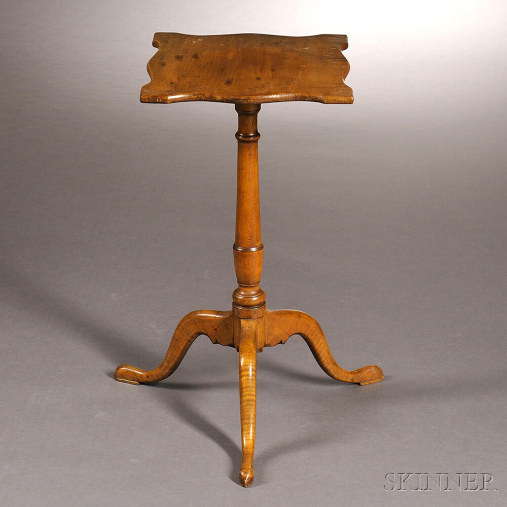 Appraisal: Federal Maple Candlestand probably Massachusetts c the serpentine top with