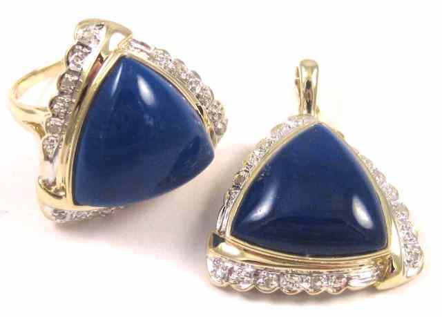 Appraisal: TWO ARTICLES OF LAPIS LAZULI JEWELRY including a ring and