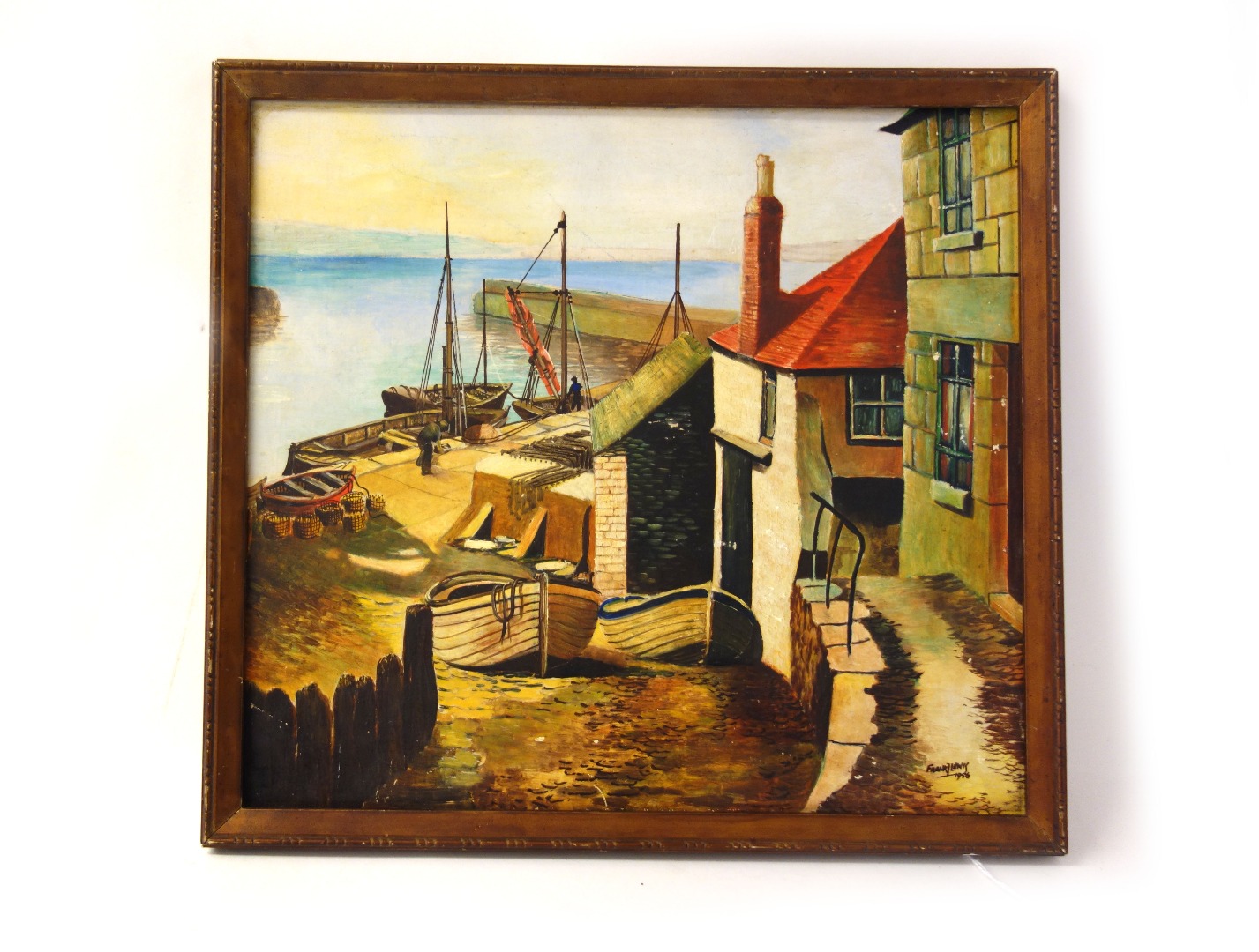 Appraisal: Frank J Lewis British th Century Harbour scene signed and