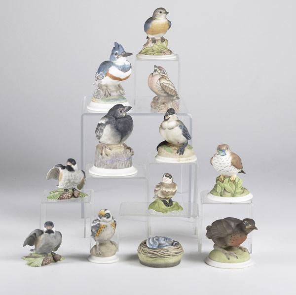 Appraisal: BOEHM PORCELAIN Twelve pieces include chickadees warblers blue jays robin