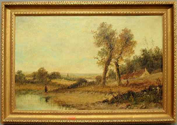 Appraisal: Oil on canvas painting c of an English country landscape