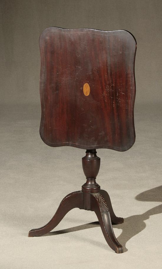 Appraisal: Federal Satinwood Inlaid Mahogany Tilt-Top Birdcage Tripod Candlestand Probably Philadelphia