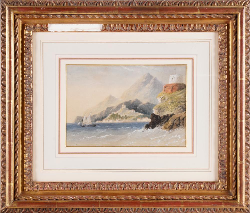 Appraisal: COASTAL LANDSCAPEgouache on paper appears unsigned Condition frame with large