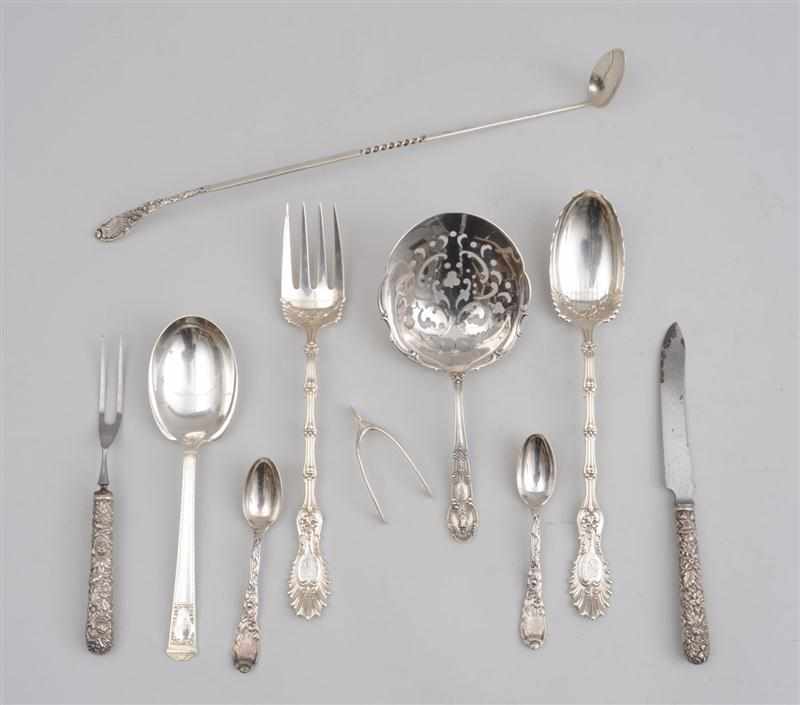 Appraisal: GROUP OF TEN AMERICAN SILVER FLATWARE ARTICLES Comprising a Whiting